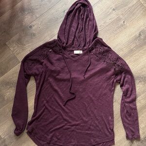 Altar'd State Burgundy Lace Accent Hoodie